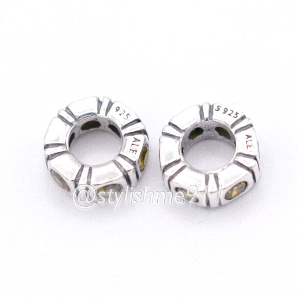 Two Authentic Pandora Trinity Green CZ Spacers - 790368GCZ - Picture 9 of 12